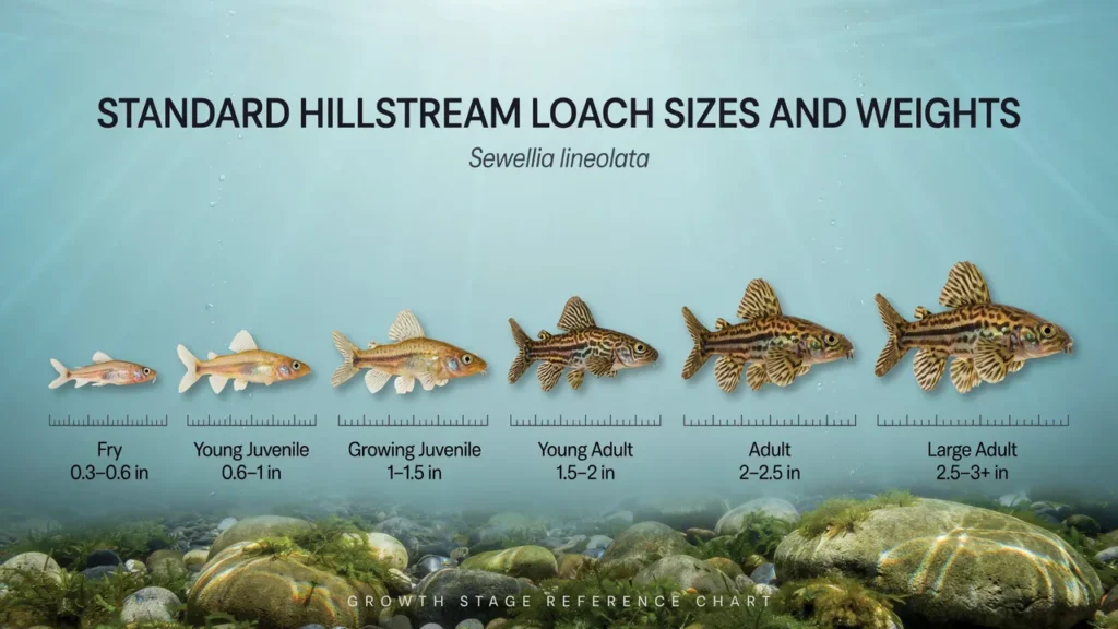 Standard Hillstream Loach Sizes And Weights
