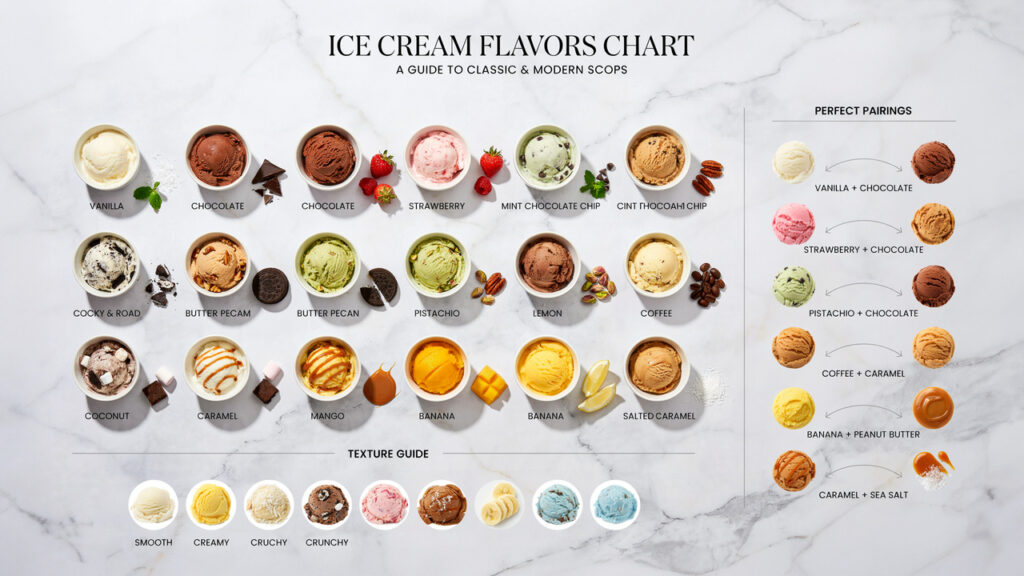 Ice Cream Flavors Chart: Popular Flavors, Pairings & Best Uses ice cream flavors chart