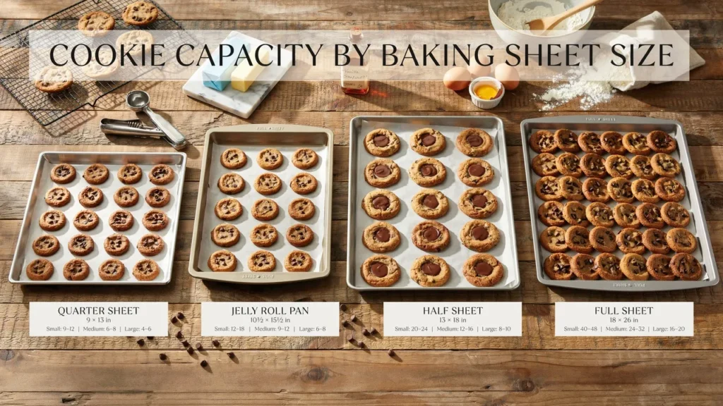 Cookie Capacity by Baking Sheet Size