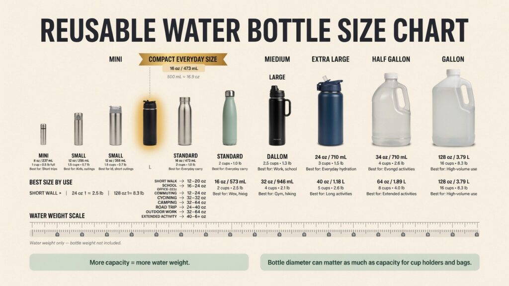 Reusable Water Bottle Size Chart Reusable Water Bottle Size Chart