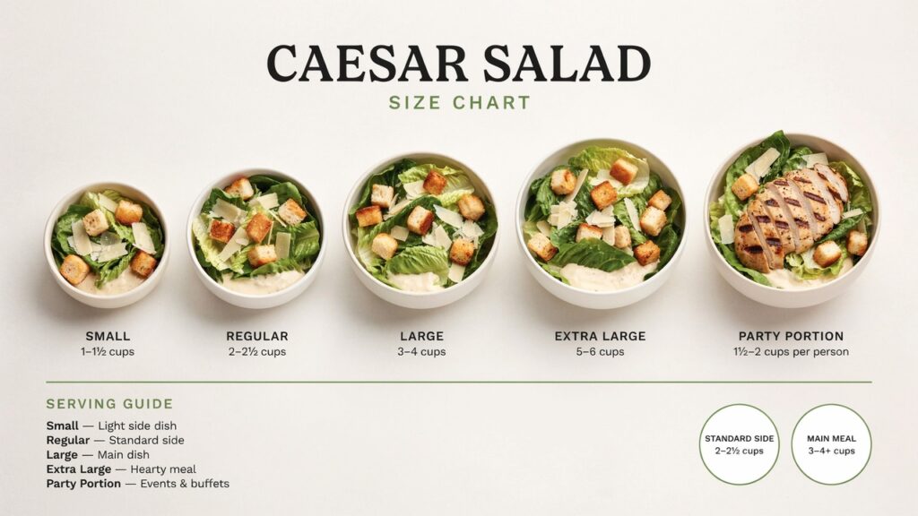 Caesar Salad Size Chart: Serving Size, Weight, Calories