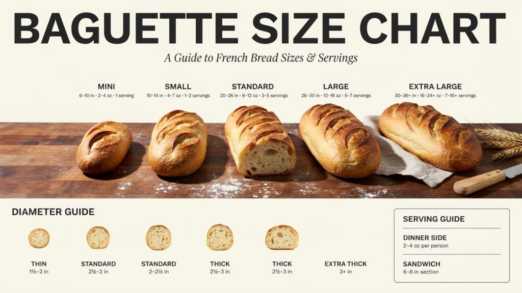 Baguette Size Chart: Length, Weight, Diameter & Serving Guide
