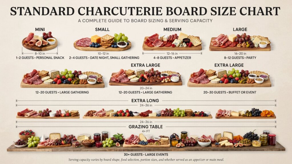Standard Charcuterie Board Size Chart
