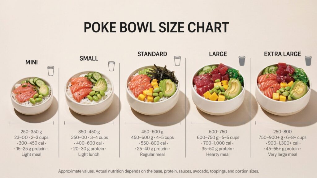 Poke Bowl Size Chart: Portions, Calories, Protein & Serving Poke Bowl Size Chart: Portions, Calories, Protein & Serving