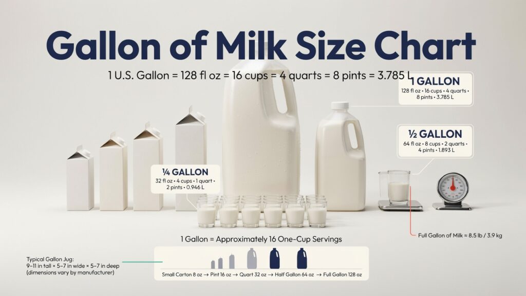 Milk Gallon Size Chart: Complete Guide to Gallon Sizes